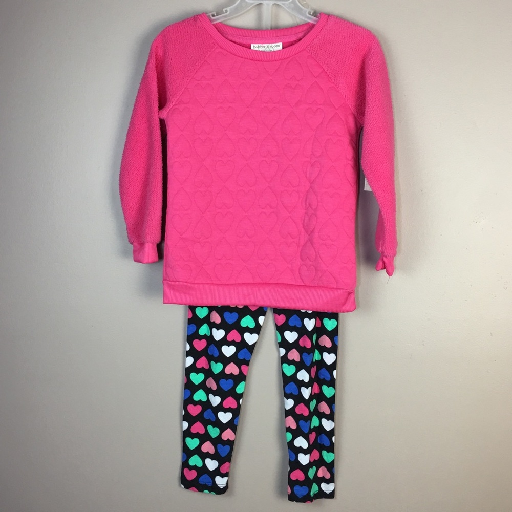 Pretty Valentine Terry 2 Pc Pink Heart Pants Top Set